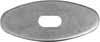 Oval Knife Guard #4, 5/8" wide by 1-1/2" long, 1/16" thick, large oval slot 3/16" wide by 1/2" long, nickel silver